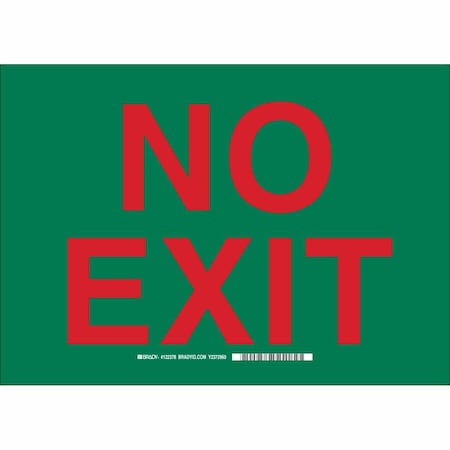 Brady Exit Sign, Fiberglass, 14" W, 10" H, No Exit, Green 122755